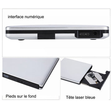 Lecteur blu-ray usb 3.0 lecteur graveur optique cd dvd externe bluray drive cd dvd bluray externe portable compact plug and play